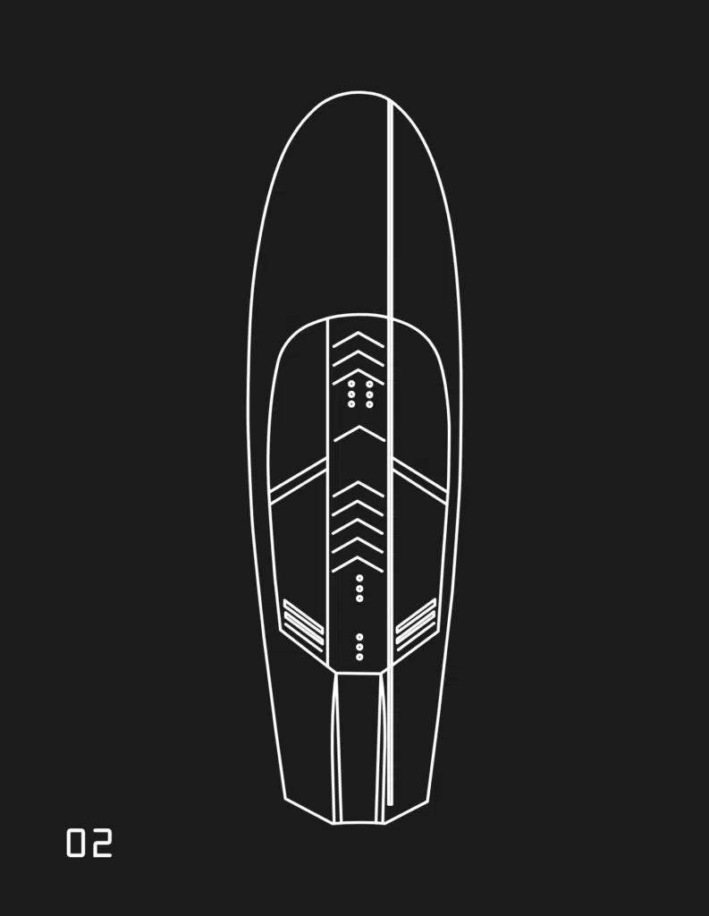 Dessin en noir et blanc d'une planche de surf